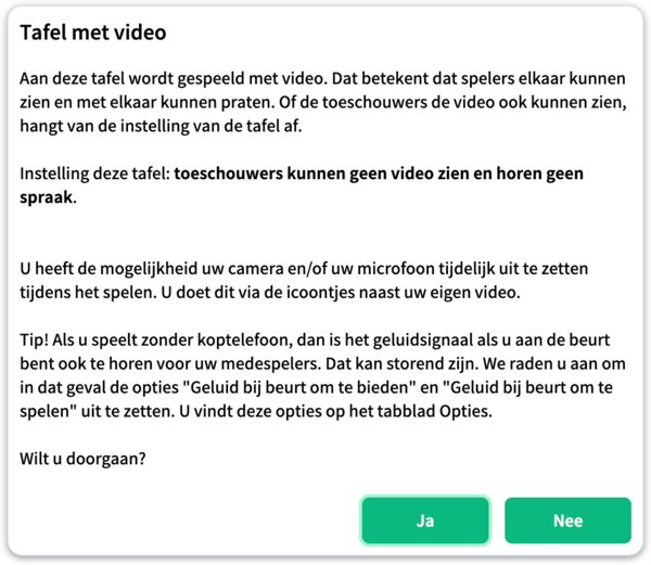 De melding bij het plaatsnemen